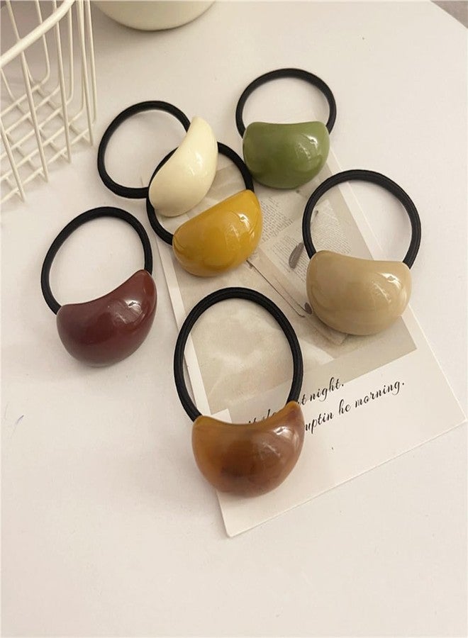 Xiwstar 4Pcs Geometric Oval Hair Scrunchies Acrylic Cuff Hair Ties Elastics Ponytail Holders Hair Bands Ropes for Women Girls - Image 4
